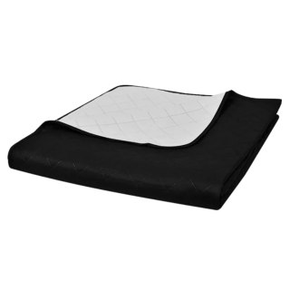  Dwustronna pikowana narzuta na łóżko, czarno-biała, 220x240 cm