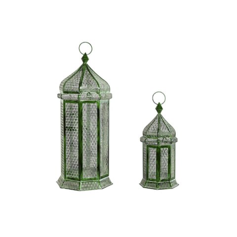 Lampiony Home ESPRIT Kolor Zielony Metal Orientalny 23 x 23 x 57 cm (2 Części)