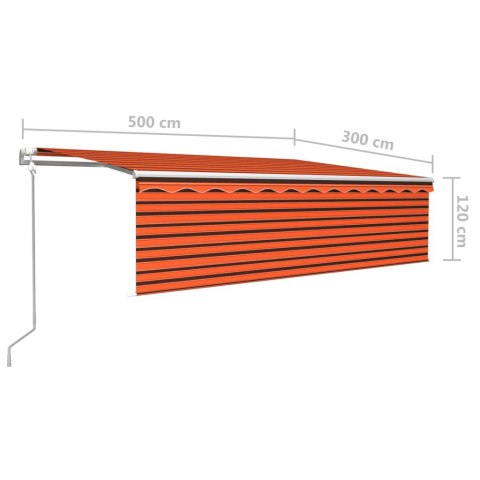  Automatycznie zwijana markiza, LED i czujnik wiatru, 5x3 m