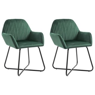  Krzesła stołowe, 2 szt., zielone, aksamitne