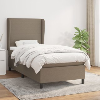 Łóżko kontynentalne z materacem, taupe, tkanina, 80x200 cm