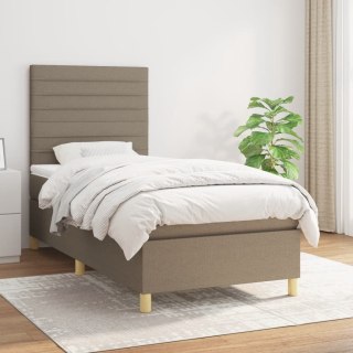  Łóżko kontynentalne z materacem, taupe, tkanina, 90x190 cm