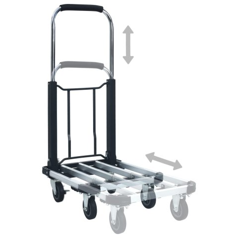  Składany wózek transportowy, 150 kg, aluminiowy, srebrny