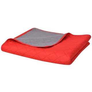  Dwustronna pikowana narzuta na łóżko, czerwono-szara 220x240 cm