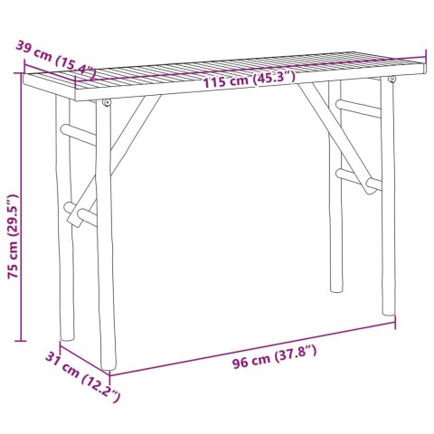  Stolik konsolowy, 115x39x75 cm, bambusowy