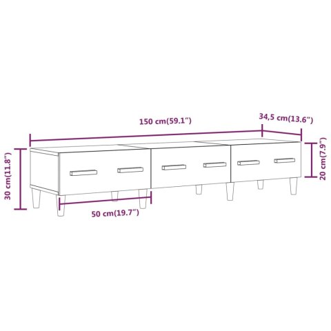 VidaXL Szafka pod TV, czarna, 150x34,5x30 cm, materiał drewnopochodny