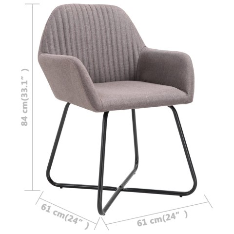  Krzesła stołowe, 4 szt., kolor taupe, obite tkaniną