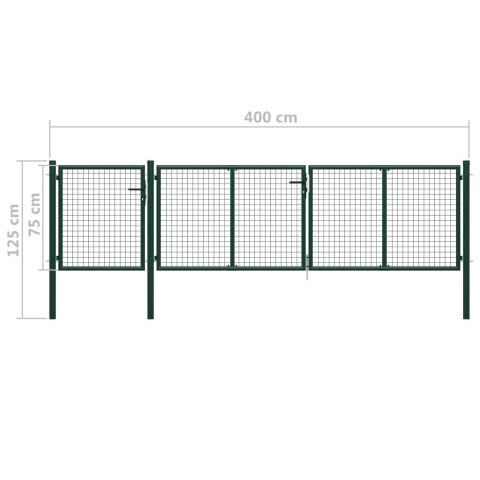  Brama ogrodzeniowa, stal, 400 x 75 cm, zielona