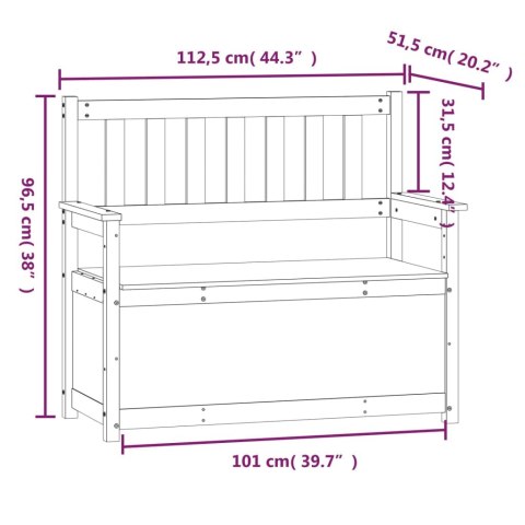  Ławka, biała, 112,5x51,5x96,5 cm, lite drewno sosnowe