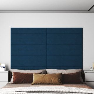  Panele ścienne, 12 szt., niebieskie, 90x15 cm, aksamit, 1,62 m²