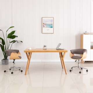  Obrotowe krzesło biurowe, taupe, gięte drewno i tkanina
