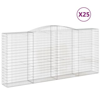 VidaXL Kosze gabionowe, 25 szt, 400x50x180/200cm, galwanizowane żelazo