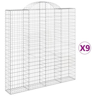 VidaXL Kosze gabionowe, 9 szt, 200x30x200/220 cm, galwanizowane żelazo