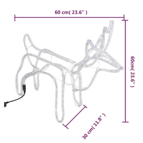  Renifery ozdobne z ciepłym białym LED, 2 szt., 60x30x60 cm