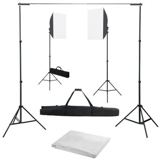  Fotograficzny zestaw studyjny z lampami softbox i tłem