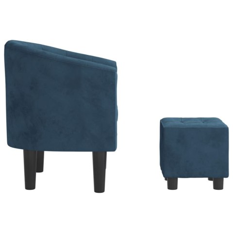  Fotel klubowy z podnóżkiem, ciemnoniebieski, obity aksamitem