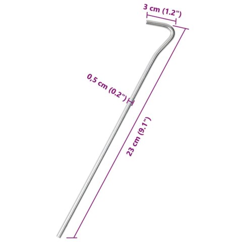  Śledzie do namiotu, 50 szt., 23 cm, Ø5 mm, stal galwanizowana