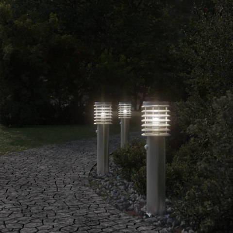  Lampa ogrodowa na słupku, z czujnikiem, srebrna, 60 cm, stal