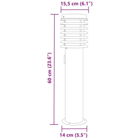  Lampa ogrodowa na słupku, z gniazdkiem, srebrna, 60 cm, stal