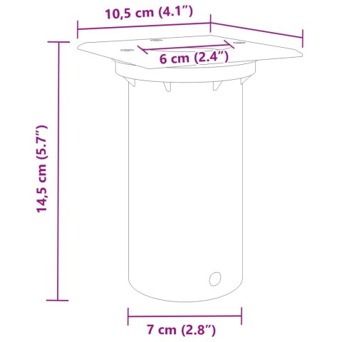  Lampy najazdowe, kwadratowe, czarne, 10,5x10,5 cm, aluminium