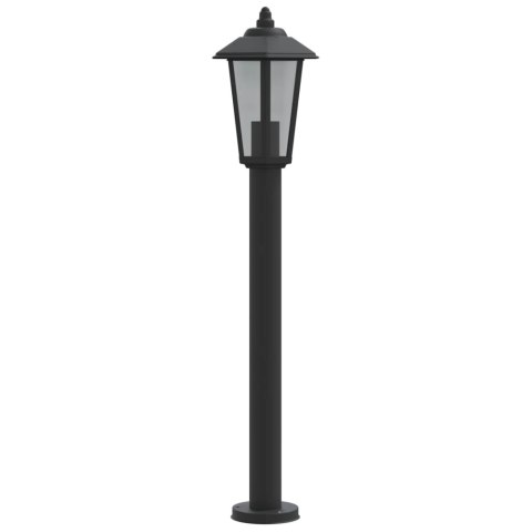  Lampy ogrodowe na słupku, 3 szt, czarne, 80 cm, stal nierdzewna