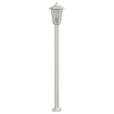  Lampy ogrodowe na słupku, 3 szt., srebrne, 120 cm, stal