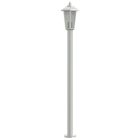  Lampy ogrodowe na słupku, 3 szt., srebrne, 120 cm, stal