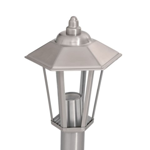  Lampy ogrodowe na słupku, 3 szt., srebrne, 120 cm, stal