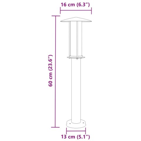  Lampy ogrodowe na słupku, 3 szt., srebrne, 60 cm, stal