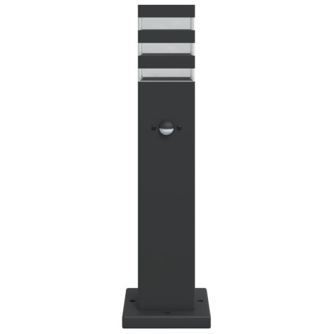  Zewnętrzna lampa stojąca z czujnikiem, czarna, 50 cm, aluminium