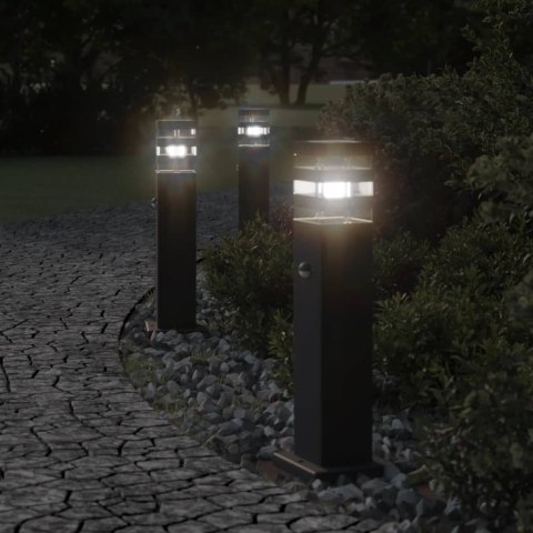  Zewnętrzne lampy stojące, z czujnikami, 3 szt., czarne, 50 cm