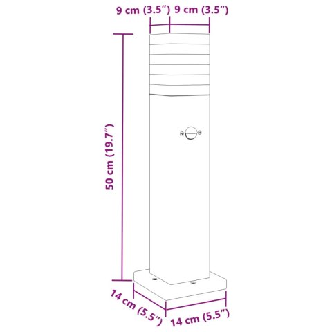  Zewnętrzne lampy stojące, z czujnikami, 3 szt., czarne, 50 cm