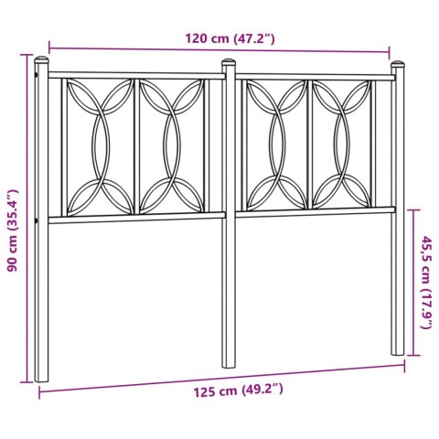  Metalowe wezgłowie, czarne, 120 cm