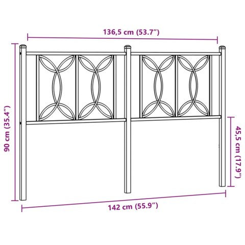  Metalowe wezgłowie, białe, 135 cm