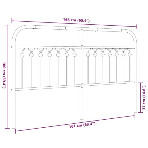  Metalowe wezgłowie, czarne, 160 cm