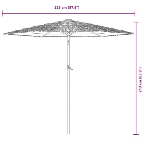  Parasol ogrodowy na stalowym słupku, brązowy, 223x223x213 cm