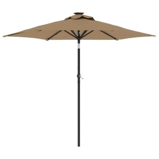  Parasol ogrodowy LED, stalowy słupek, taupe, 225x225x212 cm