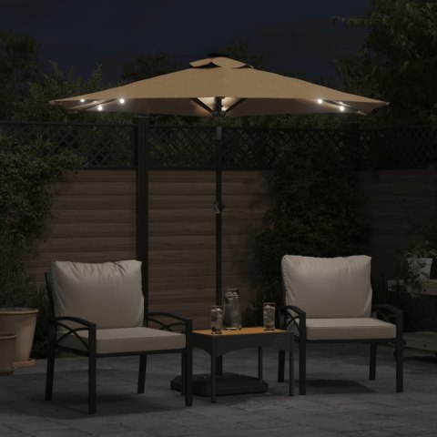  Parasol ogrodowy LED, stalowy słupek, taupe, 225x225x212 cm