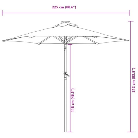  Parasol ogrodowy na stalowym słupku, antracyt, 225x225x212 cm