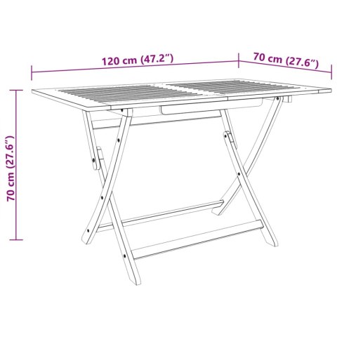  Składany stół ogrodowy, 120x70x75 cm, lite drewno eukaliptusowe