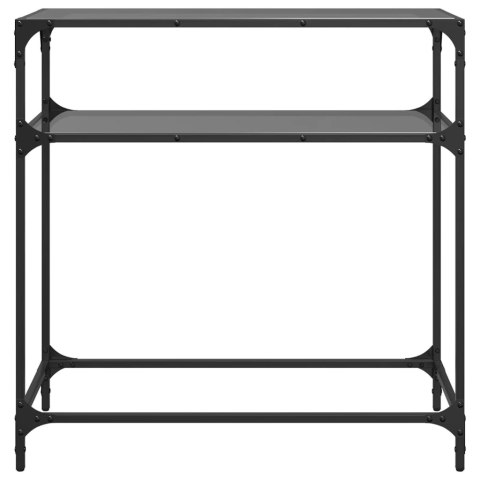  Stolik kawowy z czarnym, szklanym blatem, 80x35x81 cm, stal