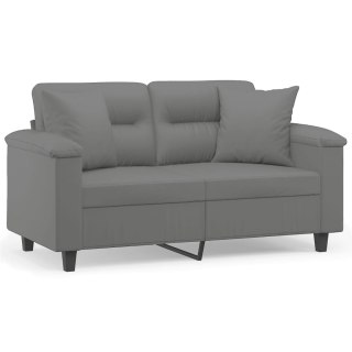  2-osobowa sofa z poduszkami, ciemnoszara, 120 cm, mikrofibra