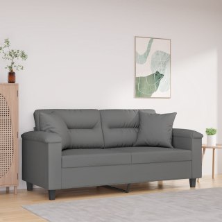  2-osobowa sofa z poduszkami, ciemnoszara, 140 cm, mikrofibra