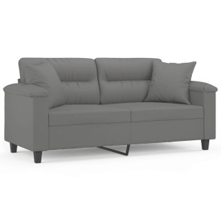  2-osobowa sofa z poduszkami, ciemnoszara, 140 cm, mikrofibra