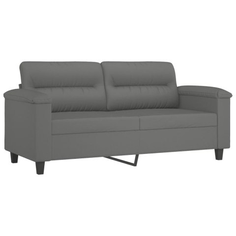  2-osobowa sofa z poduszkami, ciemnoszara, 140 cm, mikrofibra