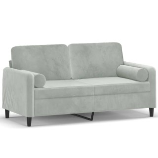  2-osobowa sofa z poduszkami, jasnoszara, 140 cm, aksamit