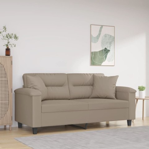  2-osobowa sofa z poduszkami, kolor taupe, 140 cm, mikrofibra