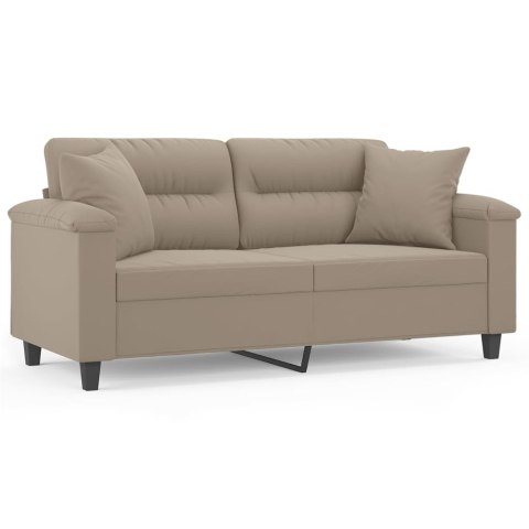  2-osobowa sofa z poduszkami, kolor taupe, 140 cm, mikrofibra