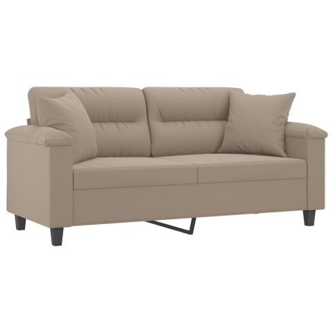  2-osobowa sofa z poduszkami, kolor taupe, 140 cm, mikrofibra