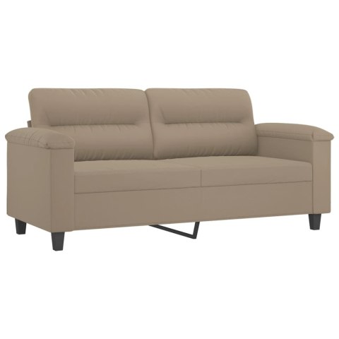  2-osobowa sofa z poduszkami, kolor taupe, 140 cm, mikrofibra